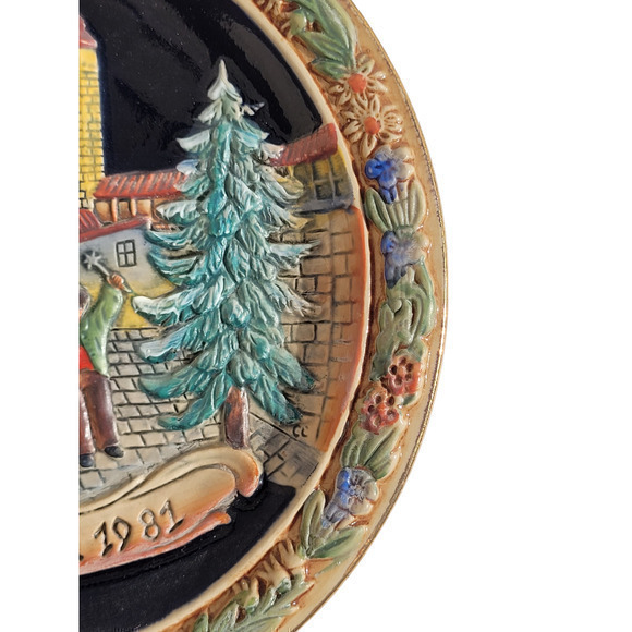HP Vintage Christmas Western Germany Weihnachten Salt Glaze 1981‎ Décor Plate - Picture 6 of 12